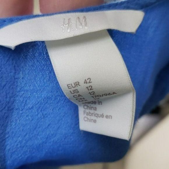 H&M H & M Blue Ruffle sleeveless size 12 mini Dress - Picture 6 of 7